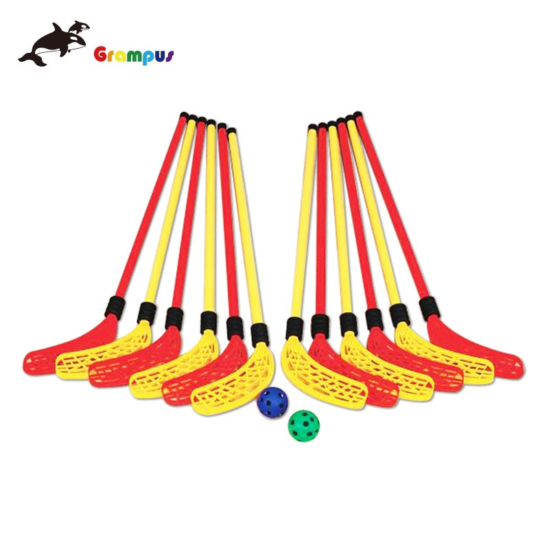 Grampus 兒童曲棍球組合(12 支球桿 + 2 球)Kids Floorball Hockey Set (12 Sticks + 2 Balls)