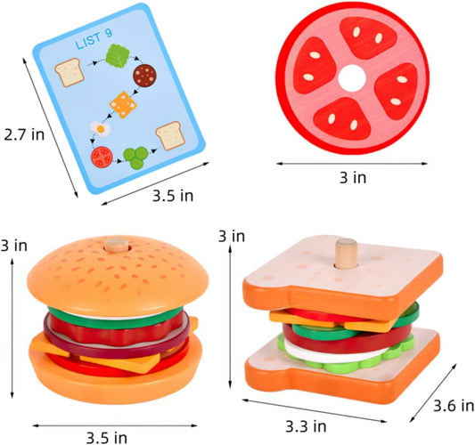 木質漢堡三明治堆疊玩具 Wooden Burger Sandwich Stacking Toy