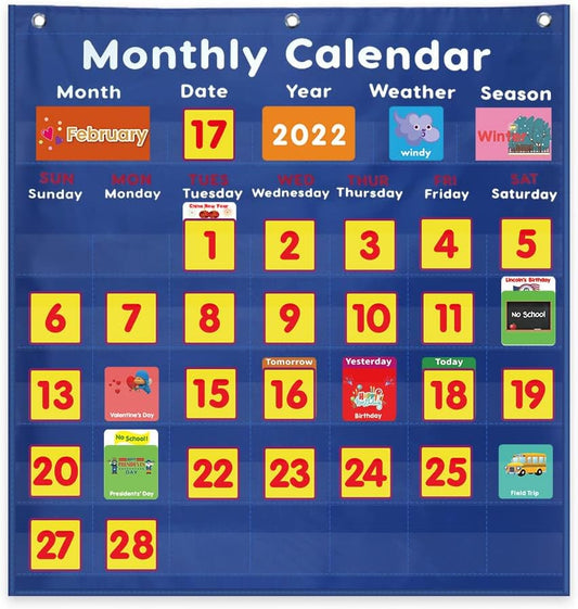 月曆天氣學習圖表 Monthly Calendar & Weather Pocket Chart