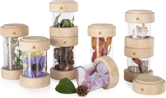 Guidecraft 透明探索寶藏筒 - 兒童感官觀察瓶 Treasure Tubes Clear – Sensory Observation & Stacking Toy for Kids