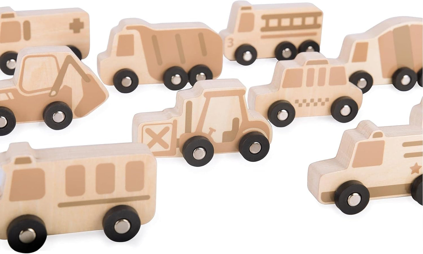 Guidecraft 迷你木製卡車套裝(10件組)- 幼兒玩具車系列 Mini Wooden Trucks - Set of 10 | Toddler Toy Vehicles