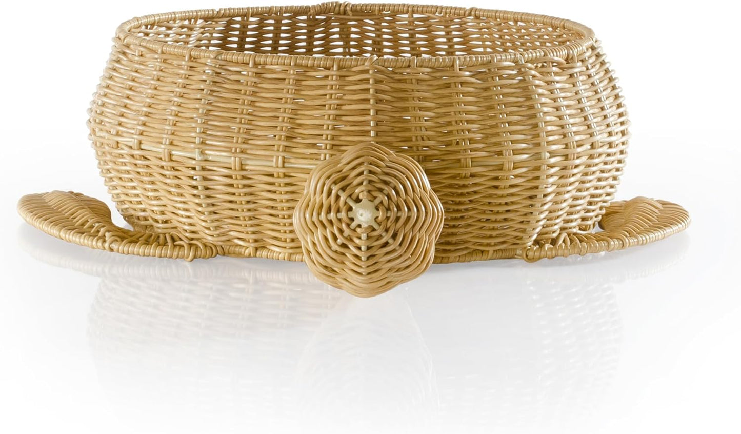 Guidecraft 海龜造型可清洗藤編收納籃 - 教室與居家多功能收納 Turtle Washable Wicker Basket – Durable Storage for Classroom & Home