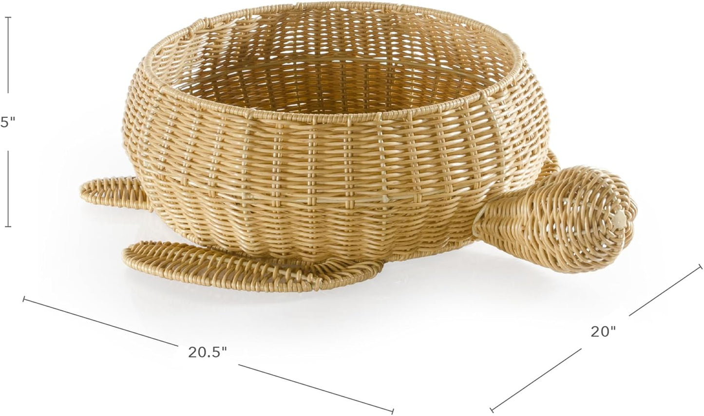 Guidecraft 海龜造型可清洗藤編收納籃 - 教室與居家多功能收納 Turtle Washable Wicker Basket – Durable Storage for Classroom & Home