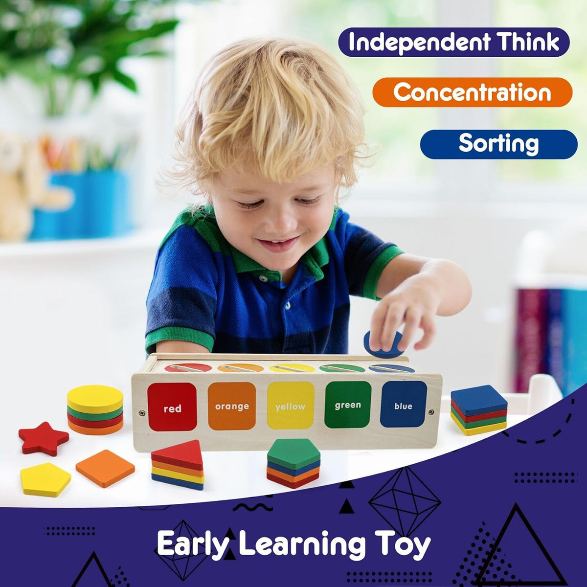 木質顏色形狀分類玩具 Wooden Color & Shape Sorter Toy