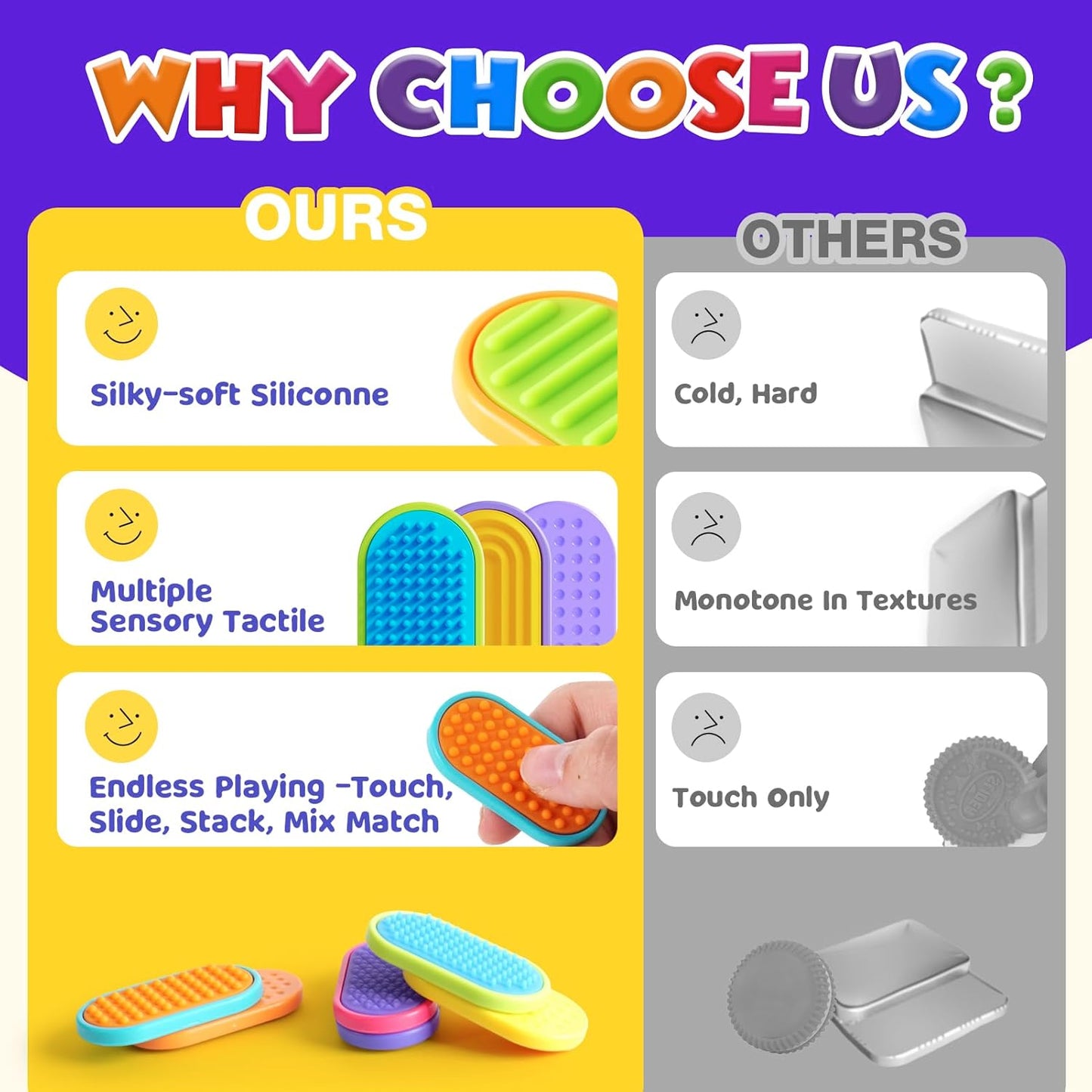 LESONG 磁吸滑動感統玩具 Magnetic Silicone Slider Fidget Toys – 6/18 Pack