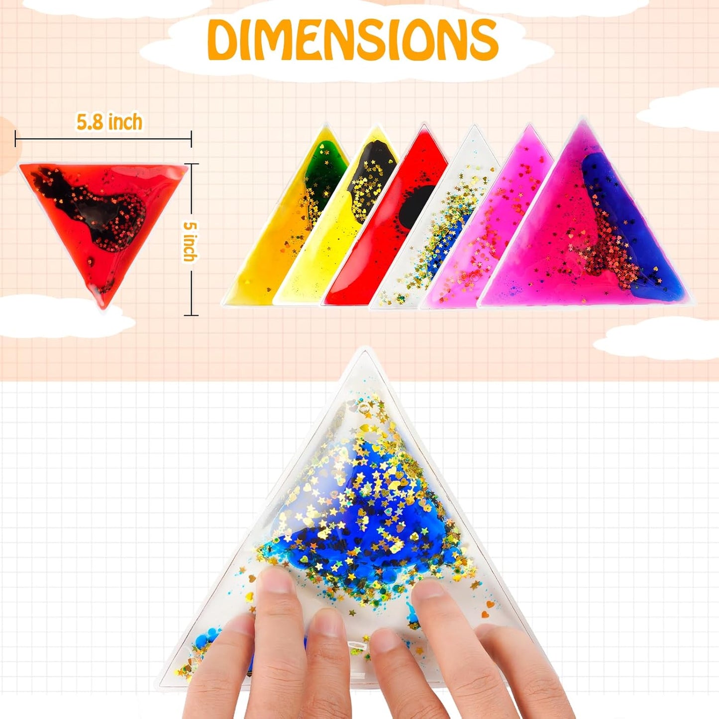 三角形液態感統玩具 6入組 Triangular Liquid Motion Toys 6-Pack