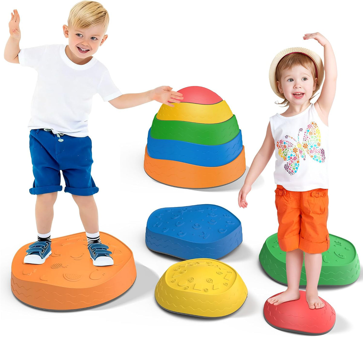 彩虹過河石 34×9cm(5件套)Rainbow Balance Stepping Stones