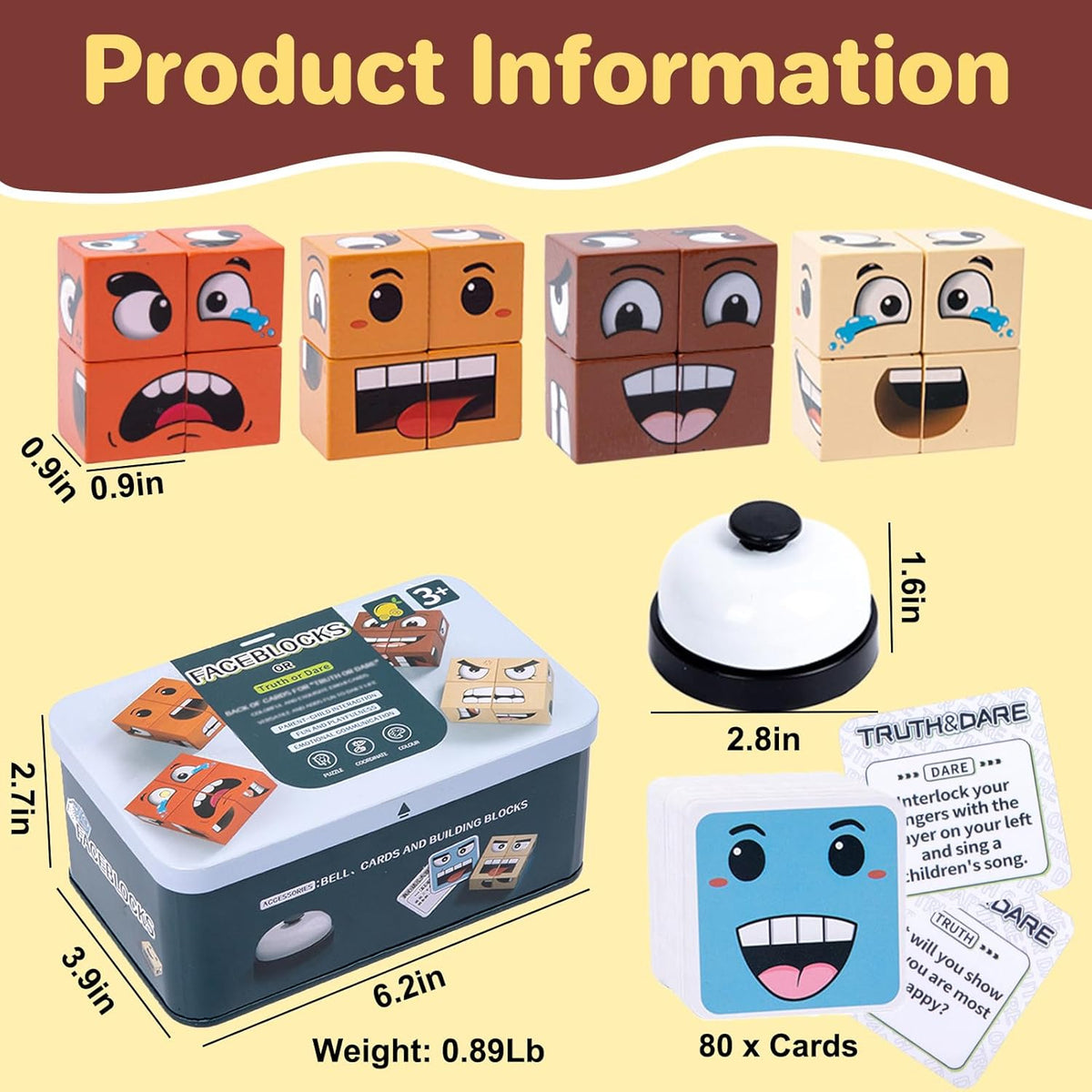 木製變臉魔方配對遊戲 Wooden Face Blocks Matching Game