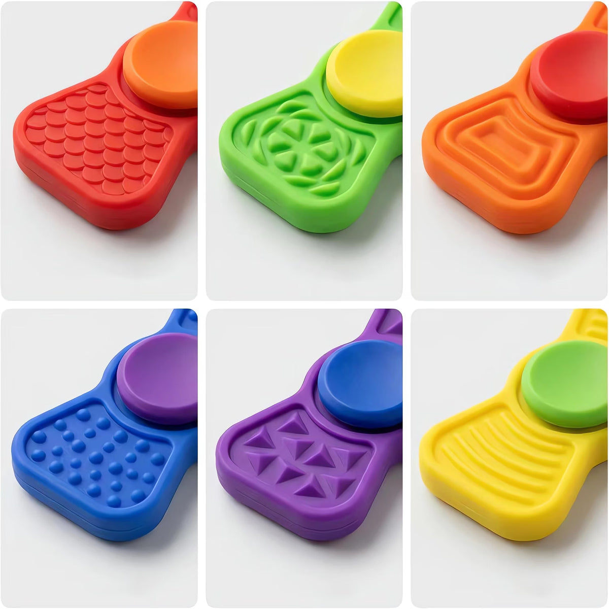 二合一矽膠觸感指尖陀螺 2-in-1 Textured Silicone Fidget Spinners (Pack of 6)