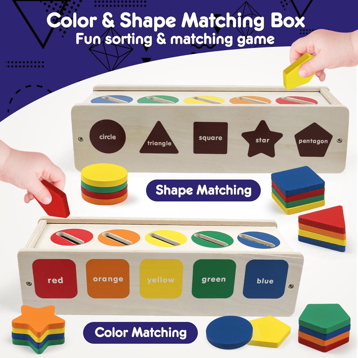 木質顏色形狀分類玩具 Wooden Color & Shape Sorter Toy