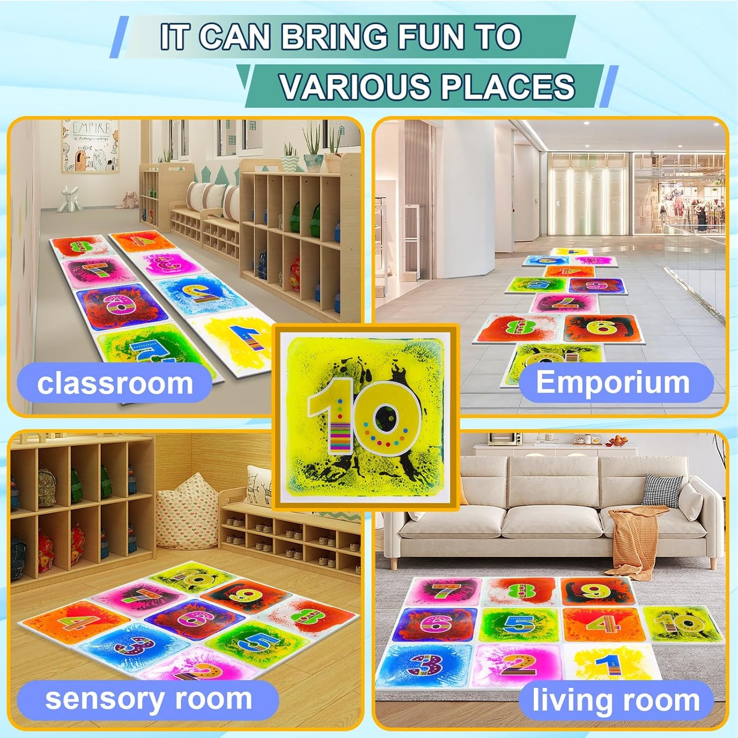 數字感統地墊10入組 30x30CM Number Sensory Mats 10-Pack