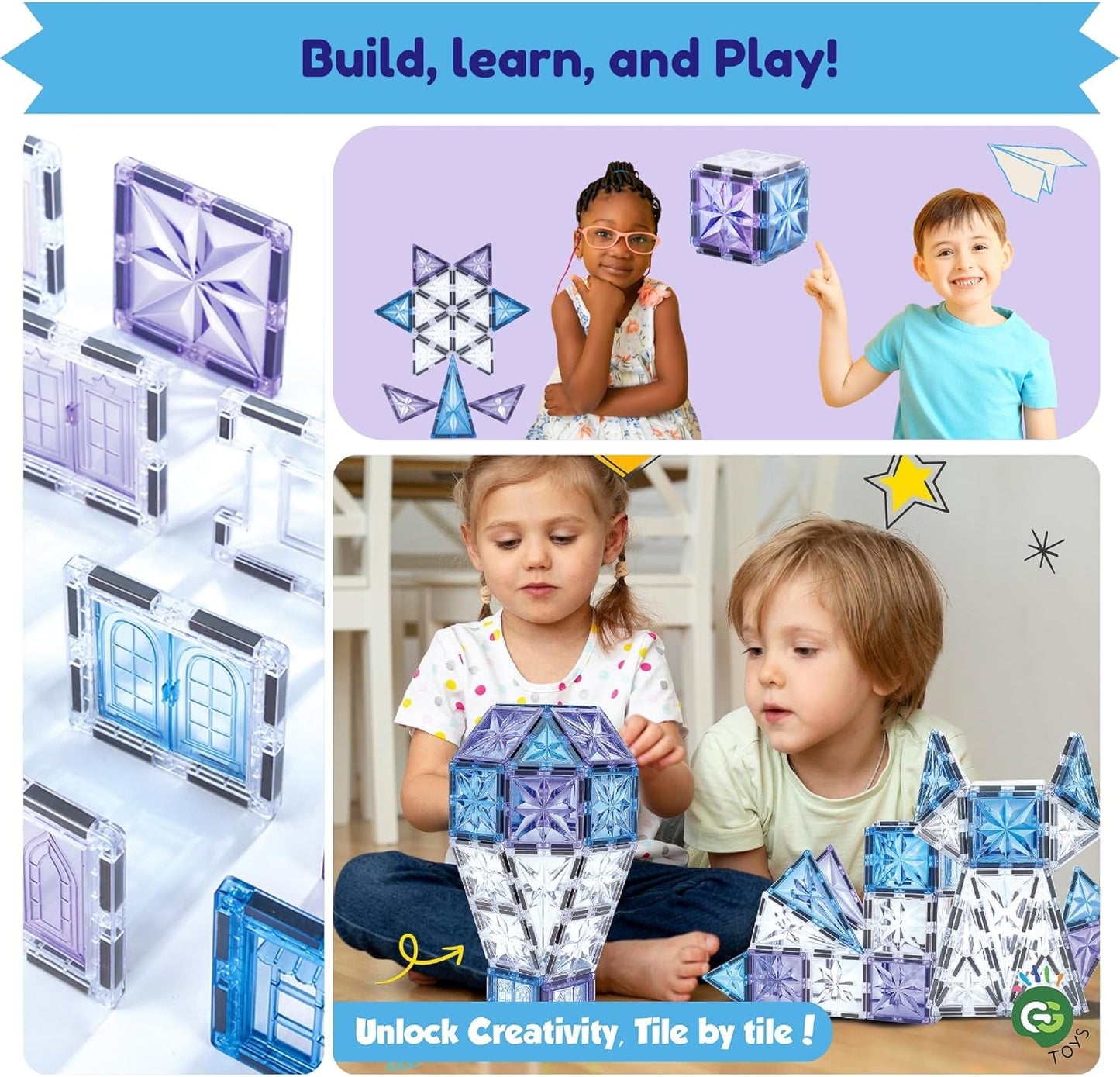 藍冰城堡磁力積木 100片 Blue Ice Castle Magnetic Tiles 100PSC