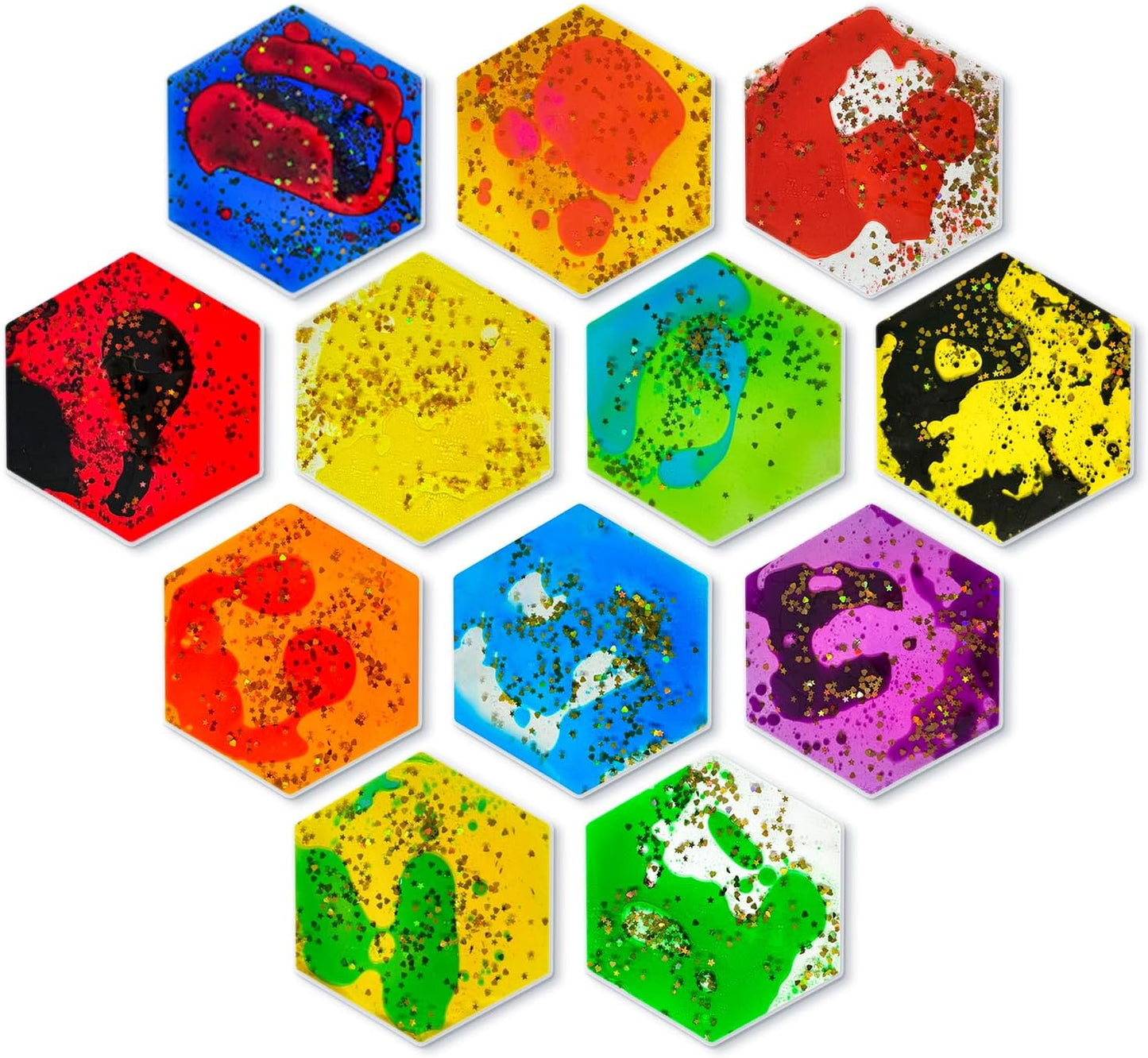六角形液態感統玩具 12入組 Hexagonal Liquid Motion Toys 12-Pack
