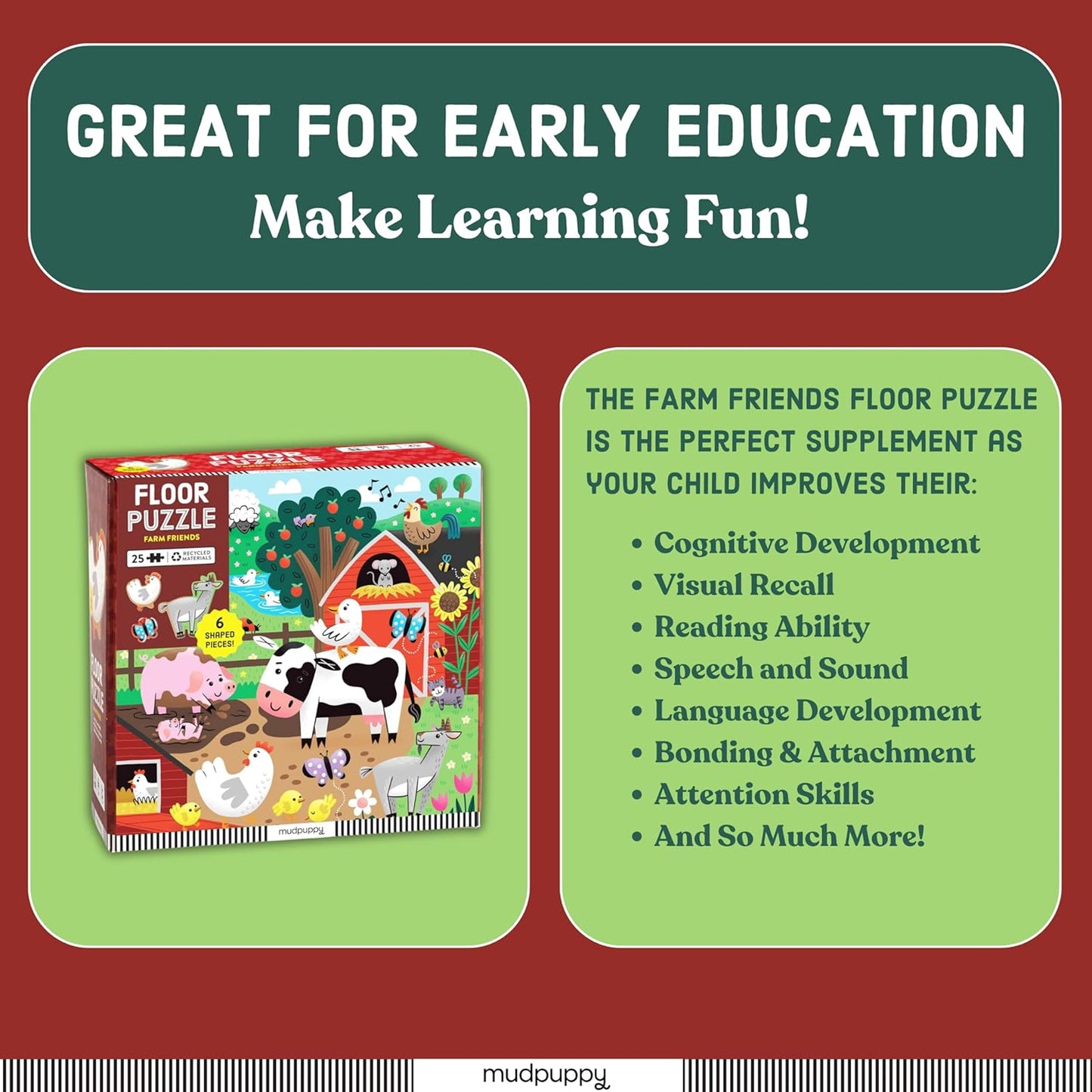 Mudpuppy 農場好朋友地板拼圖 Farm Friends Floor Puzzle