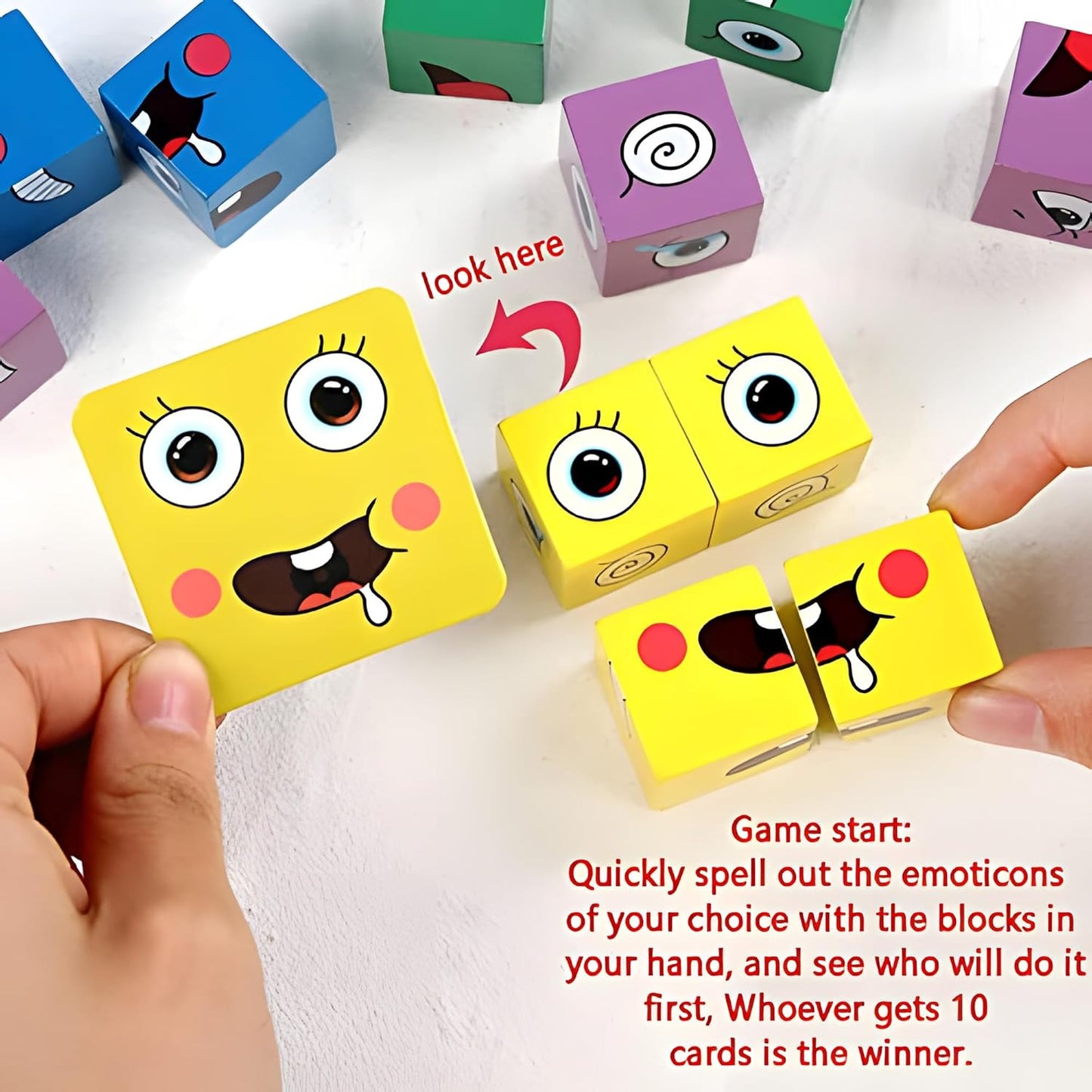 木製表情魔方益智遊戲 Wooden Expression Cube IQ Puzzle