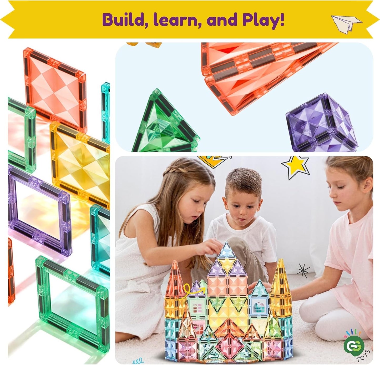 水晶城堡磁力積木 70片 Crystal Fortress Magnetic Tile PCS