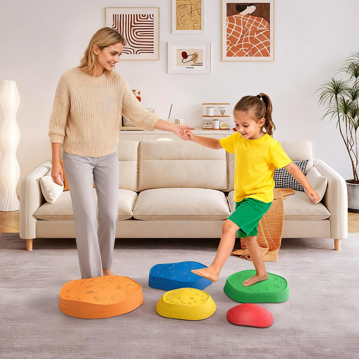 彩虹過河石 34×9cm(5件套)Rainbow Balance Stepping Stones