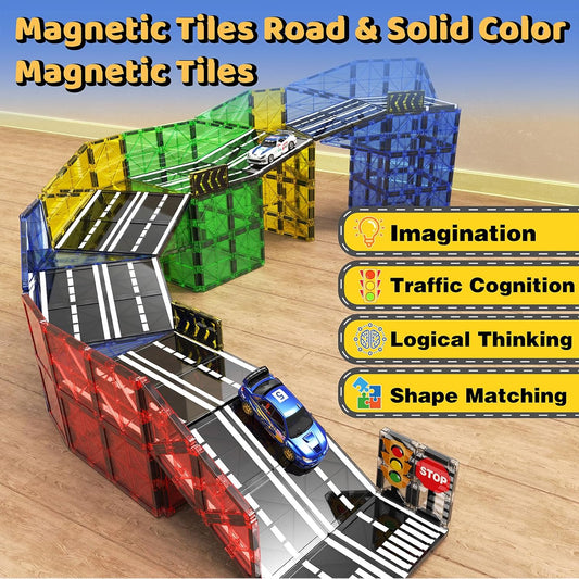 城市交通磁力片道路組 38件 Magnetic Road Tiles Set 38 PCS