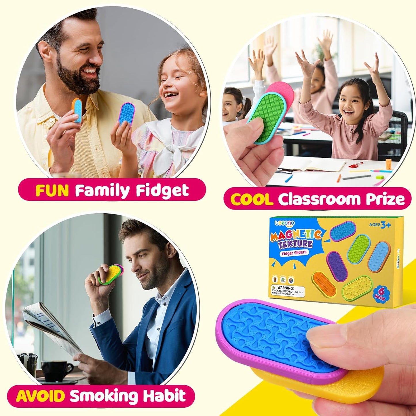 LESONG 磁吸紓壓滑塊套組 Magnetic Push Slider Fidget Set 6-Pack