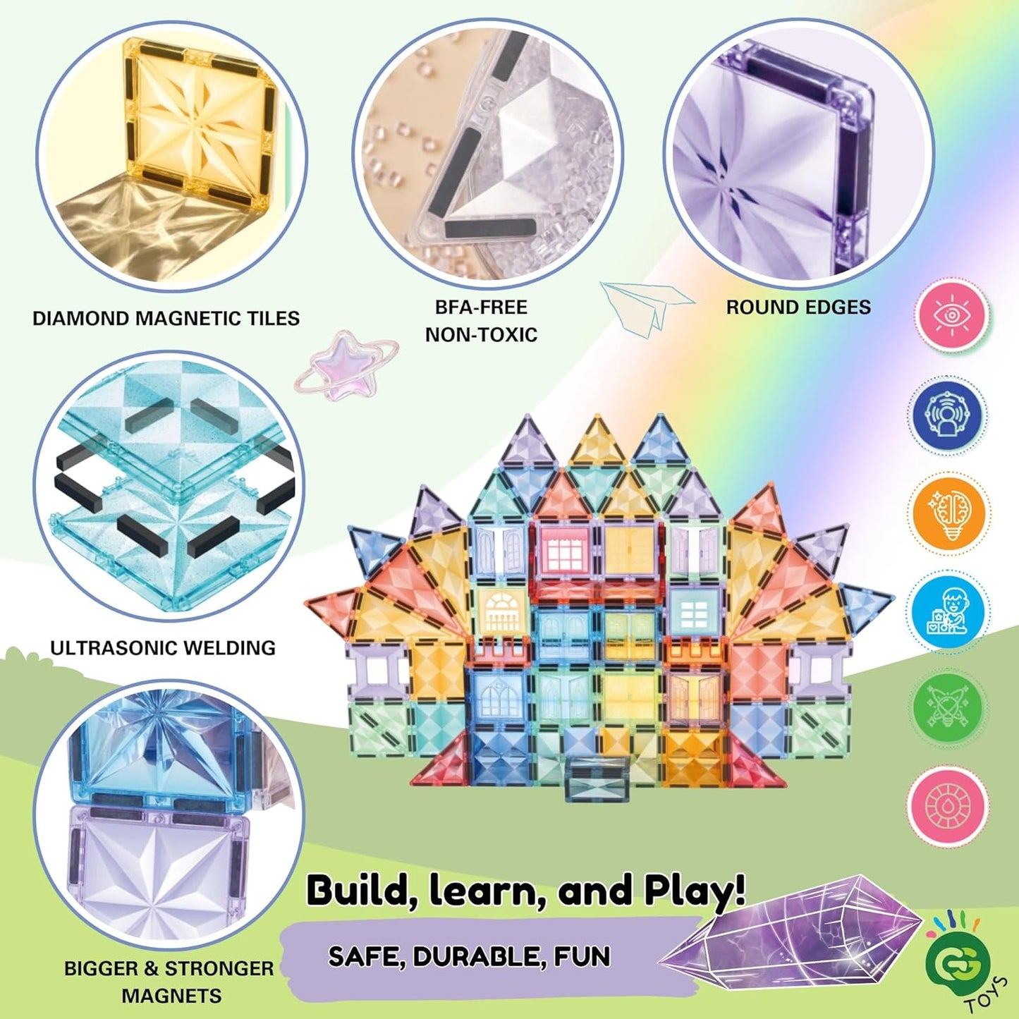 水晶城堡磁力積木 70片 Crystal Fortress Magnetic Tile PCS