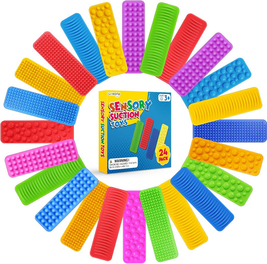 LESONG 吸盤紋理感統貼條 Textured Suction Fidget Strips – 8/24 Pack