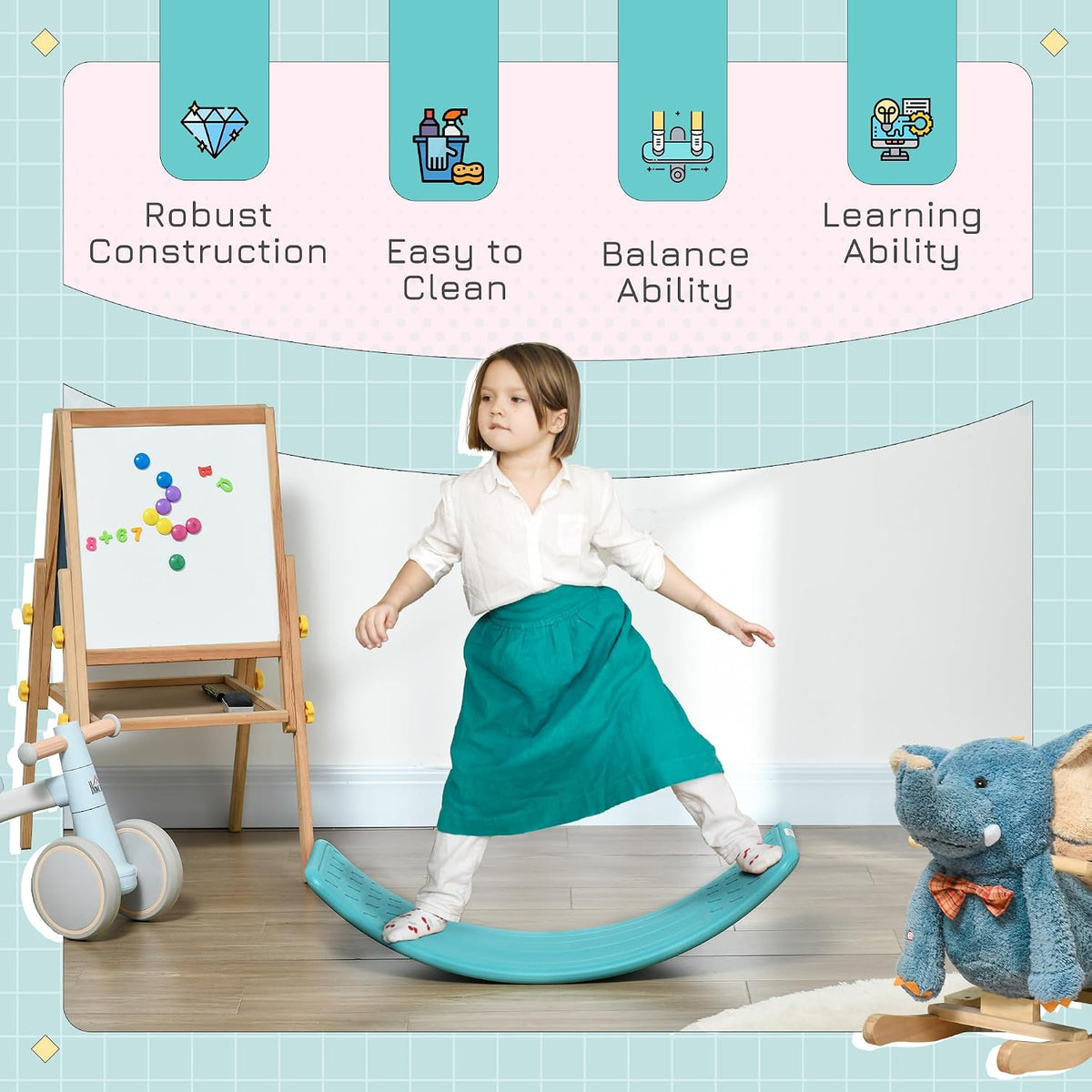 兒童平衡曲面板 92×28cm Kids Curvy Balance Board