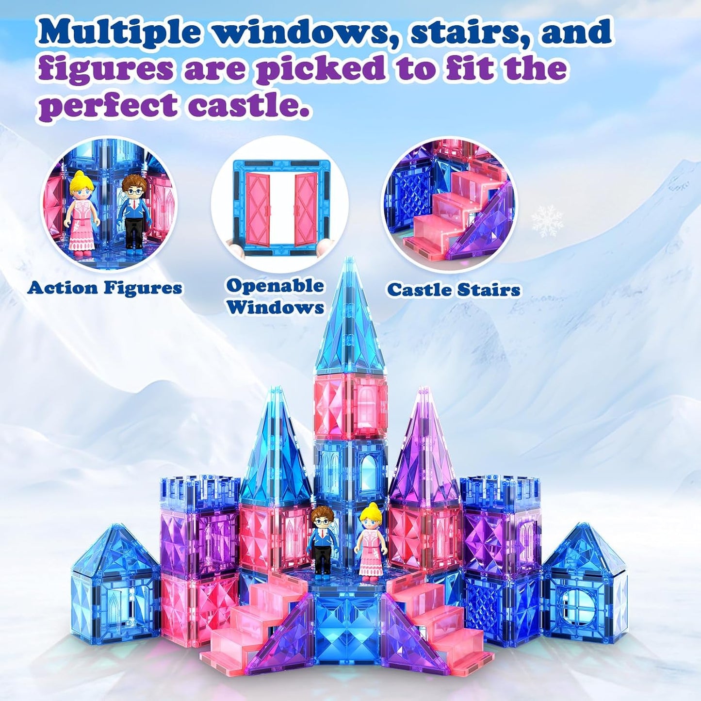 冰雪公主磁力片 102件城堡建造組 Ice Princess Magnetic Tiles 102pcs Castle Building Set