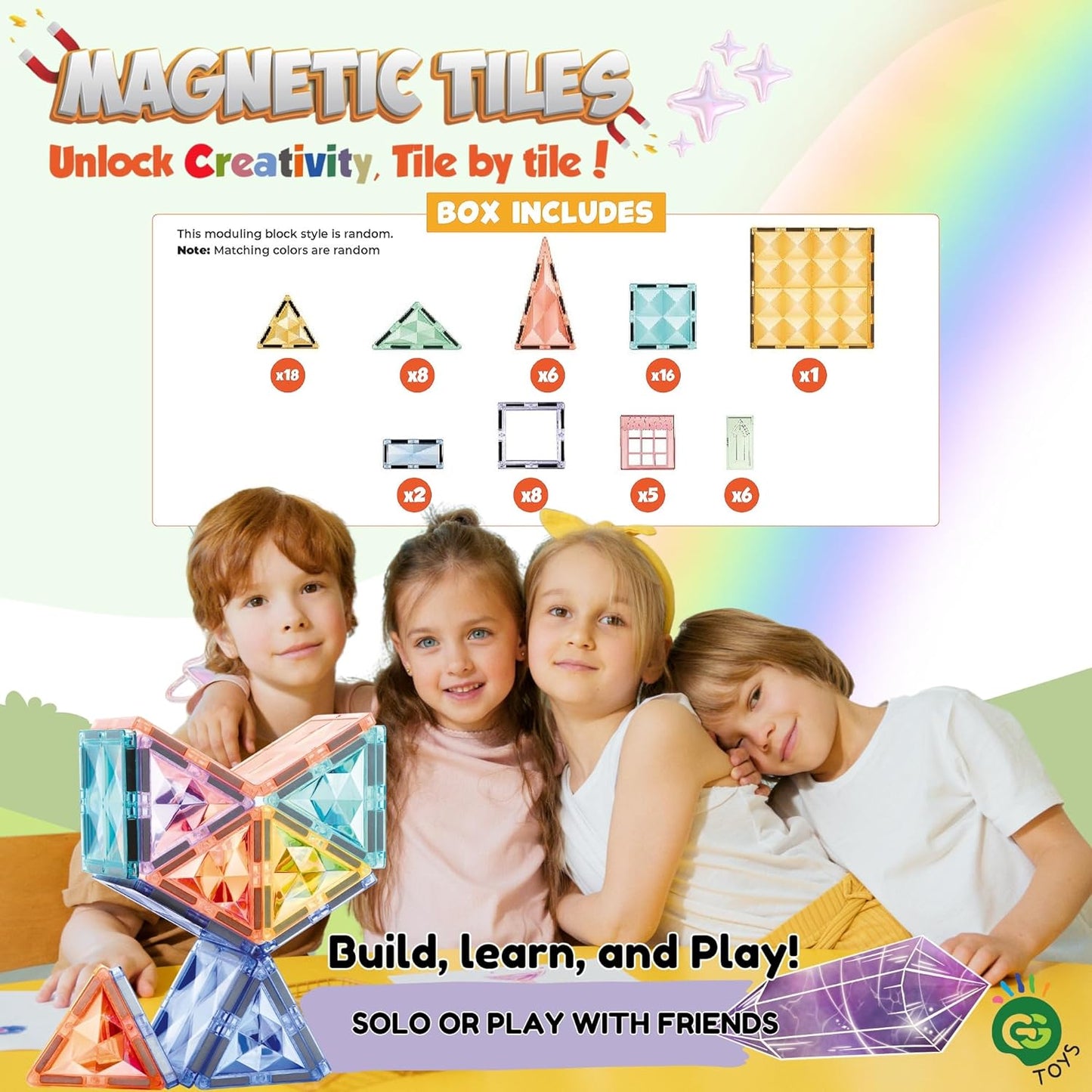 水晶城堡磁力積木 70片 Crystal Fortress Magnetic Tile PCS