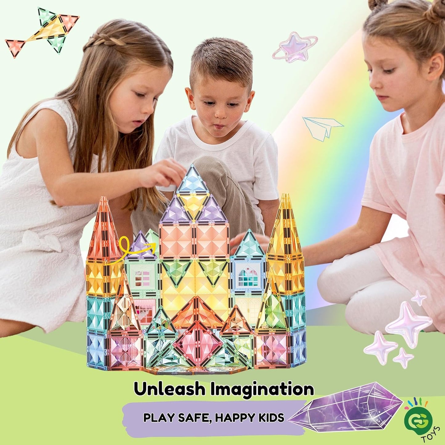 水晶城堡磁力積木 70片 Crystal Fortress Magnetic Tile PCS