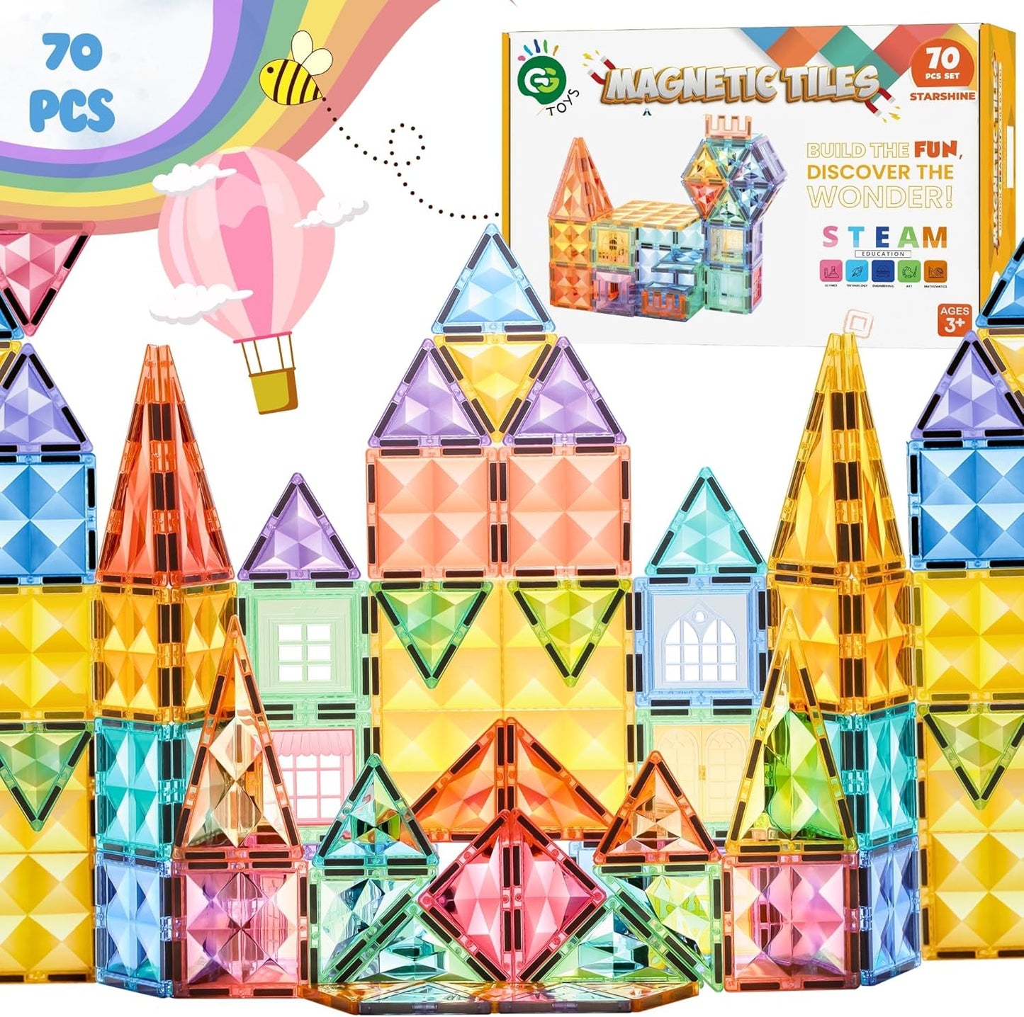 水晶城堡磁力積木 70片 Crystal Fortress Magnetic Tile PCS