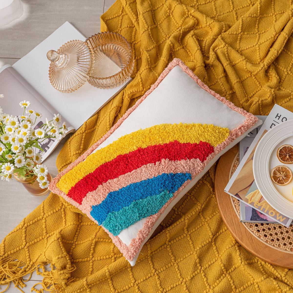 波西米亞簇絨立體觸感抱枕(連枕芯)Boho Tufted Textured Sensory Cushion