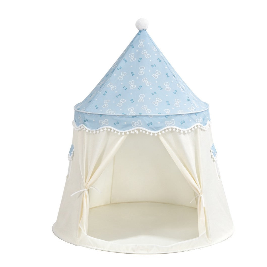 蝴蝶結蒙古包帳篷(藍白色)110×110×130cm Bow Print Kids' Play Tent (Blue)