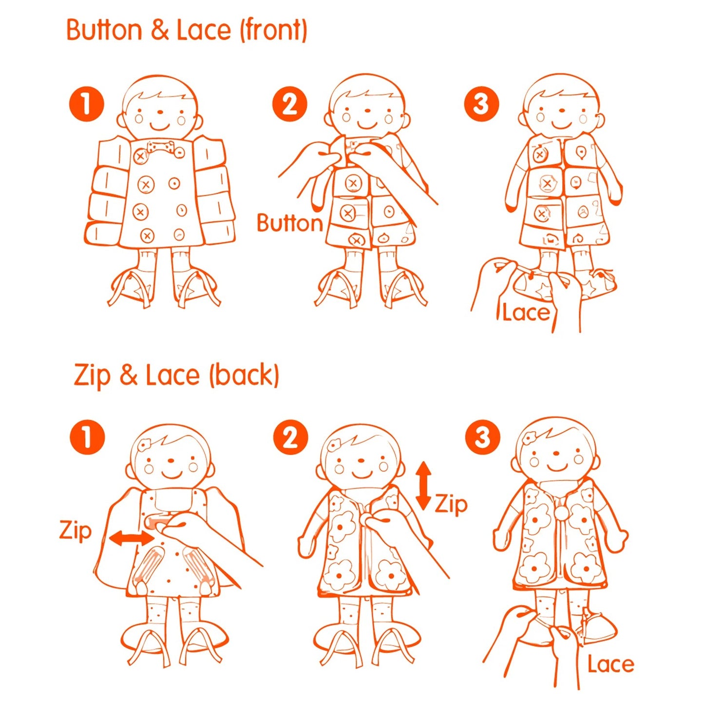 K's Kids 2 in 1 自理訓練布偶 Dress Up Doll