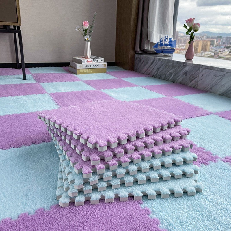 柔軟絨毛拼接泡沫地墊 4塊 Plush Foam Interlocking Floor Tiles 4 pieces