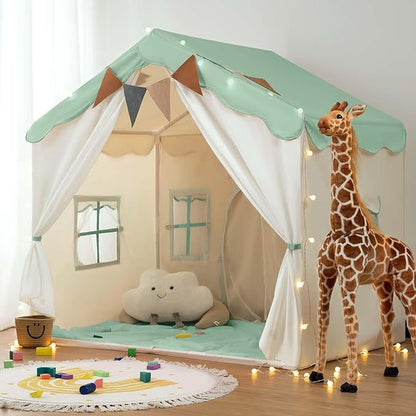 兒童雙門四窗小房子帳篷  2-in-1 Kids Play Tent with Padded Mat & Lights - Double Door Design