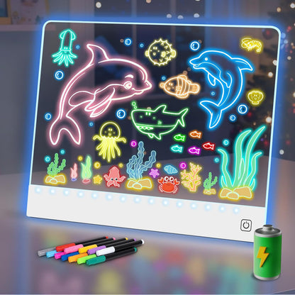 兒童 LED 充電式便攜發光畫板 (7色螢光) Kids LED Rechargeable Glow Drawing Board
