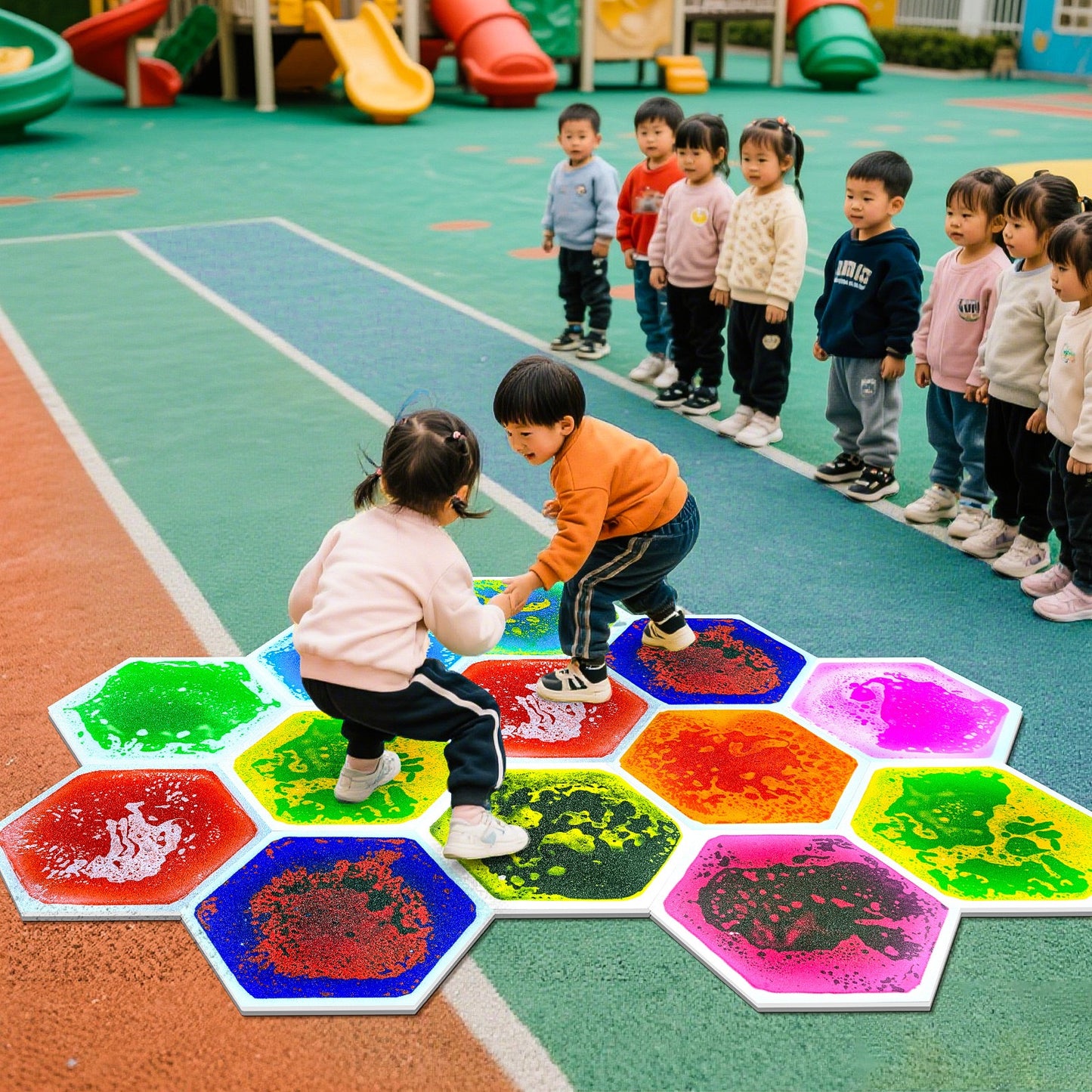 創意拼圖式液體彩磚 一套6片 Creative Puzzle Liquid Floor Mat Set of 6