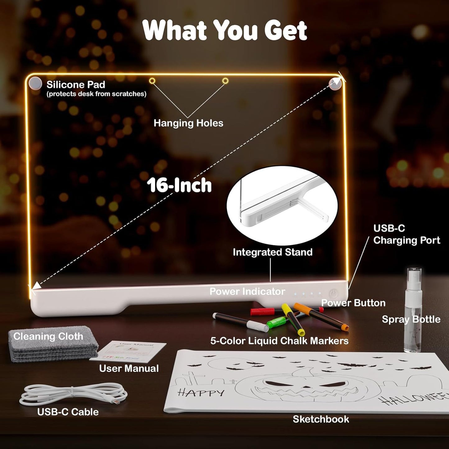 LED 觸控充電式七彩發光畫板 Touch Rechargeable Glow Drawing Board
