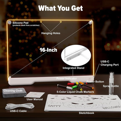 LED 觸控充電式七彩發光畫板 Touch Rechargeable Glow Drawing Board