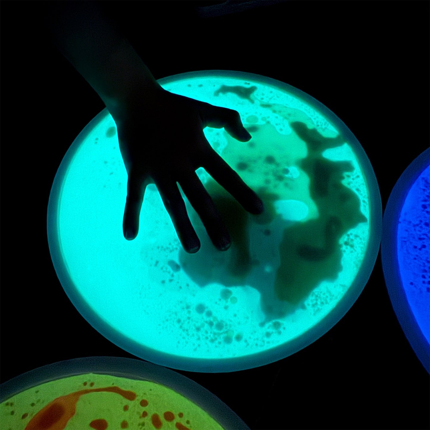 30cm夜光液態感應圓型地墊 4入組 30cm Glow-in-the-Dark Liquid Sensory Circle Tiles 4-Pack