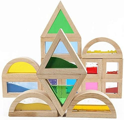 Montessori 木質彩虹大型積木套裝 Large Wooden Rainbow Building Blocks