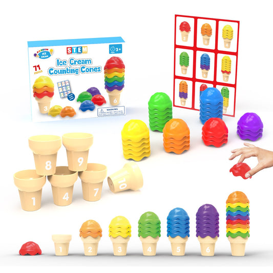 蒙特梭利冰淇淋數學啟蒙計數套裝 Ice Cream Counting Cones Math Enlightenment Set