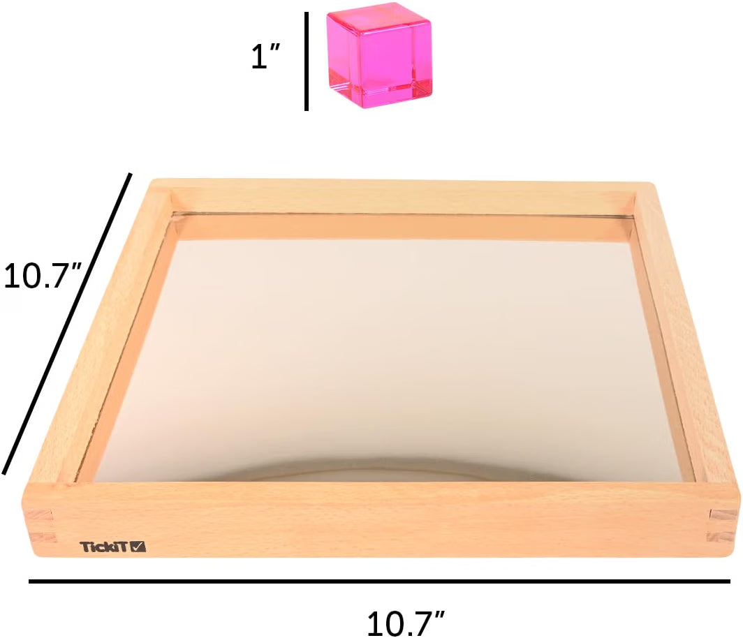 彩虹寶石方塊鏡面木托盤 Tickit Gem Cube Mirror Tray (100 Acrylic Cubes)