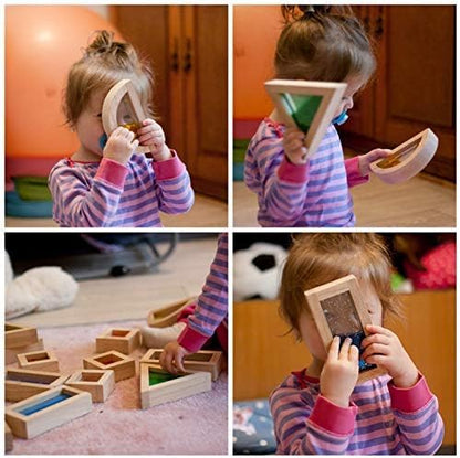 Montessori 木質彩虹大型積木套裝 Large Wooden Rainbow Building Blocks