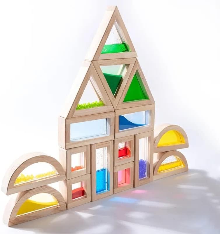 Montessori 木質彩虹大型積木套裝  Large Wooden Rainbow Building Blocks