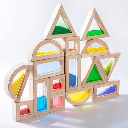 Montessori 木質彩虹大型積木套裝 Large Wooden Rainbow Building Blocks