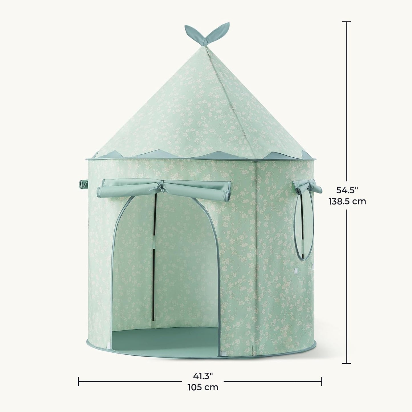 清新粉綠花卉兒童遊戲帳篷 Green Floral Play Tent for Kids - Portable Indoor Playhouse