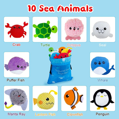 teytoy 海洋動物感官紋理豆袋 10入 Ocean Animal Sensory Bean Bags - 10pcs Texture Set