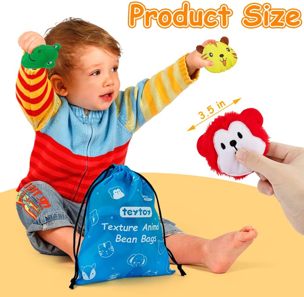 teytoy 動物感官紋理豆袋 10入 Sensory Bean Bags for Kids - 10pcs Animal Texture Set