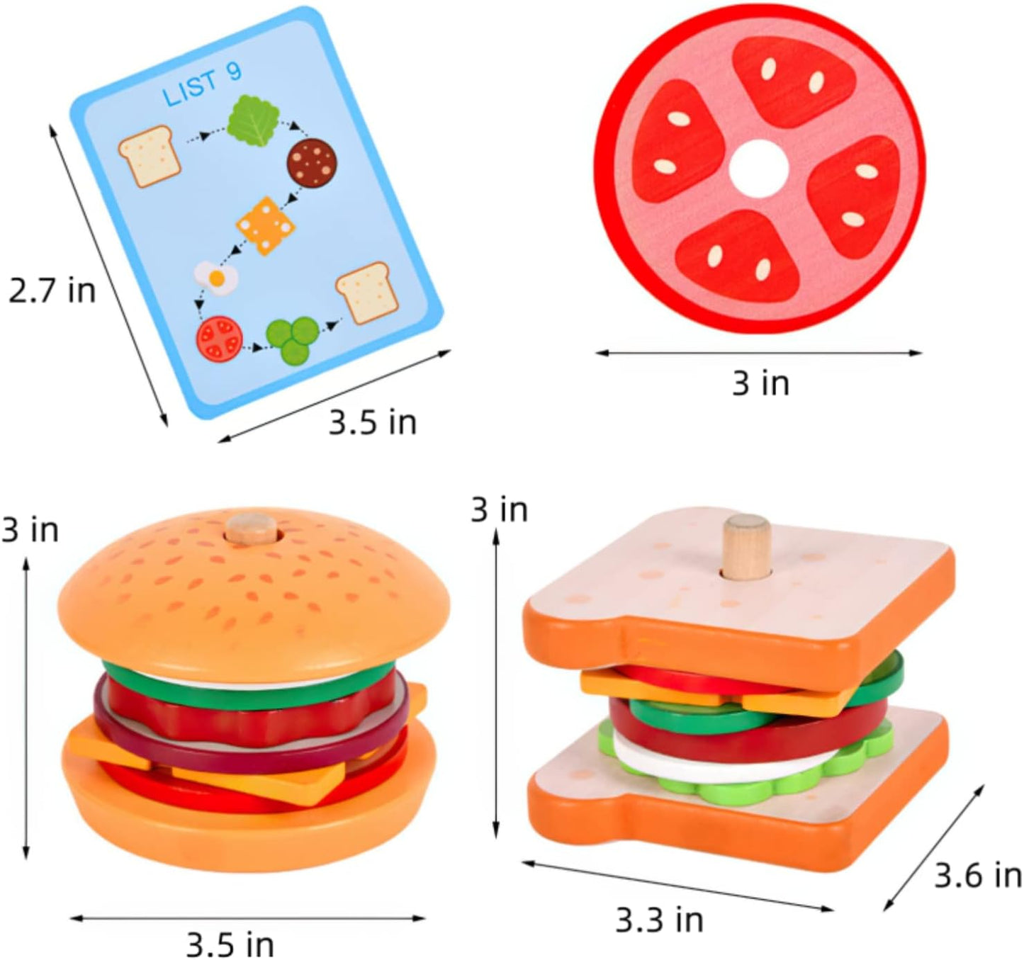木質漢堡三明治堆疊玩具 Wooden Burger Sandwich Stacking Toy